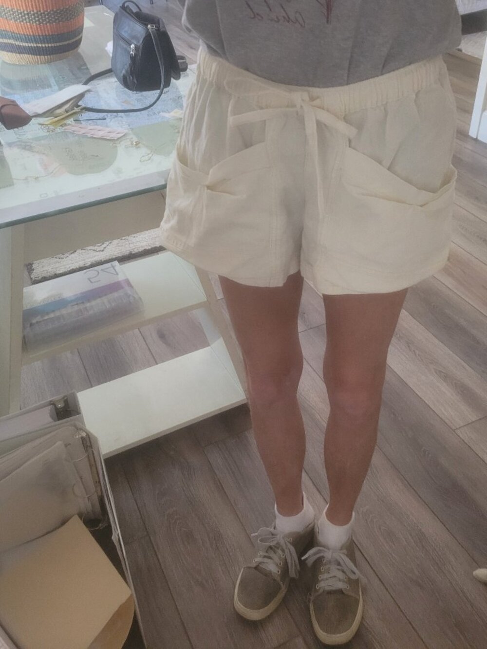 Good Fortune Solid Cotton-Linen Shorts NEW